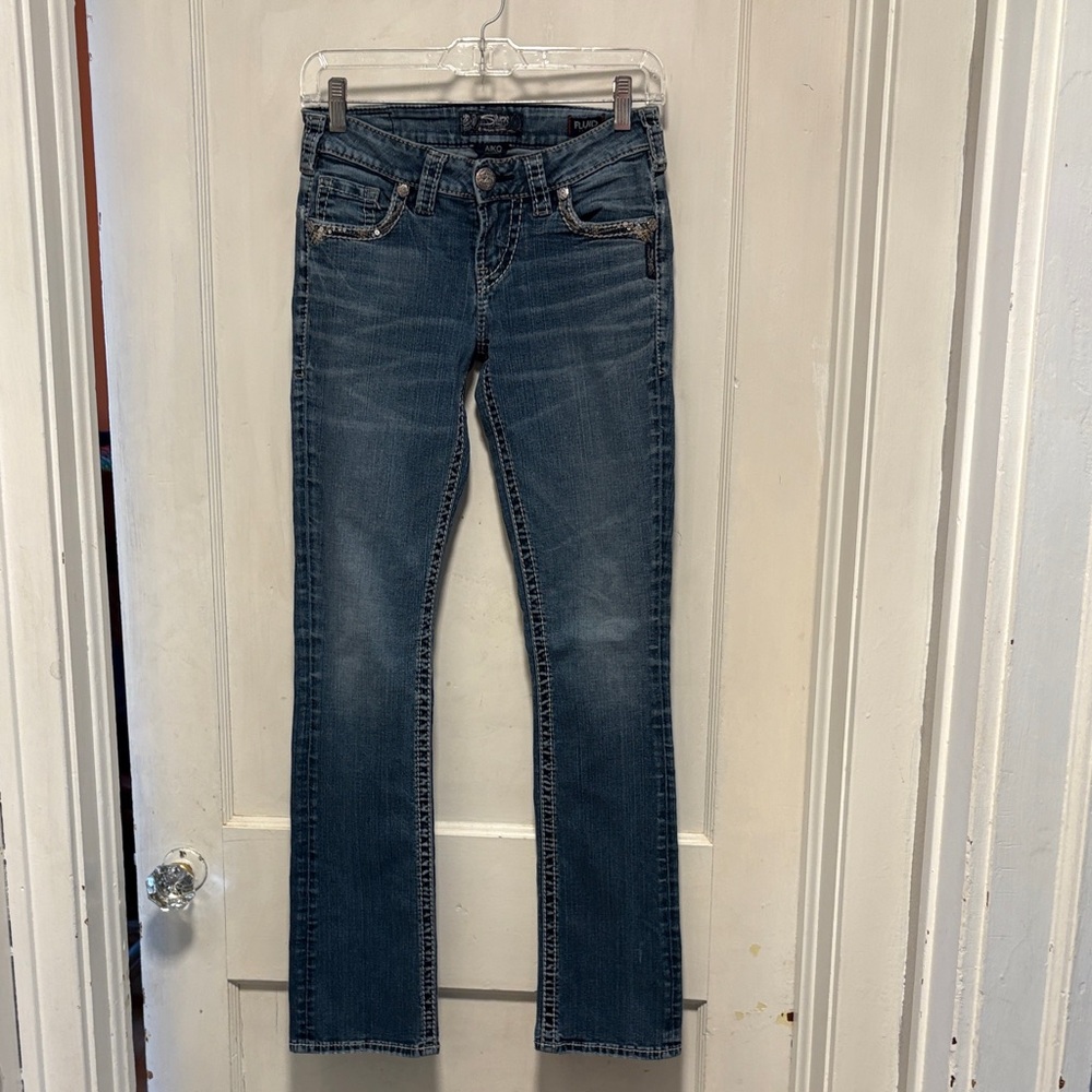 Silver AIKO Mid Slim Boot Cut Classic Blue Women's Jeans 26W x 33L